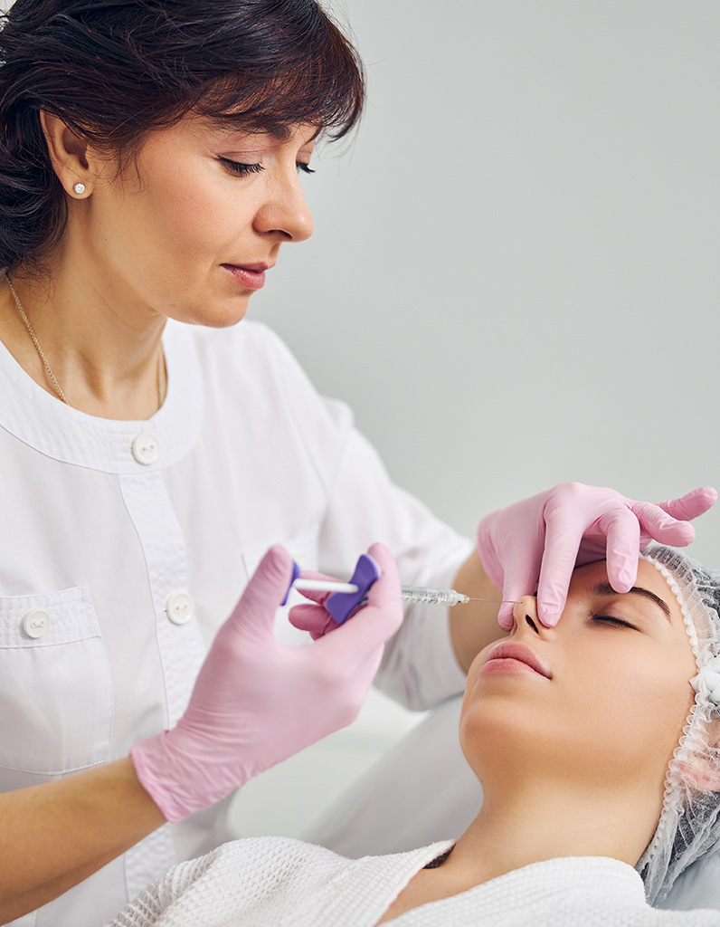 Non-surgical nose refinement using dermal filler injections.