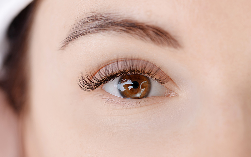 Close-up of long, voluminous lashes after NovaLash eyelash extensions.