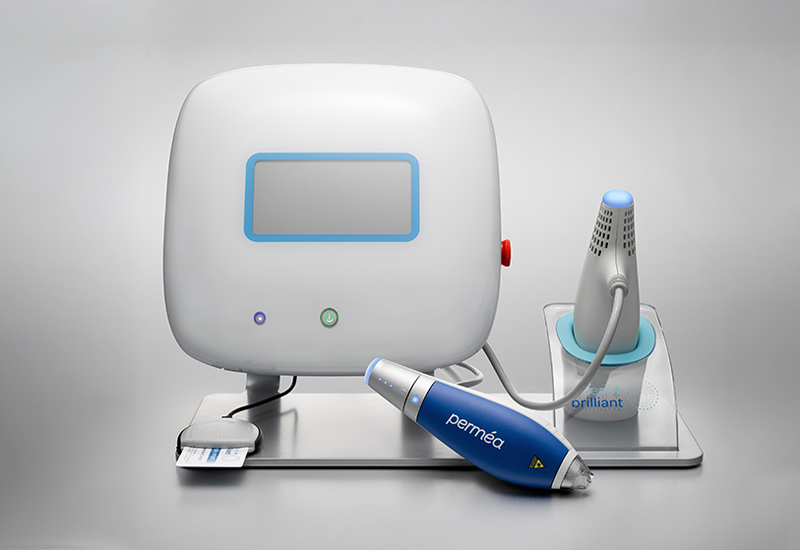 Clear + Brilliant laser device and handpieces used for fractional skin treatment and non-invasive skin rejuvenation.